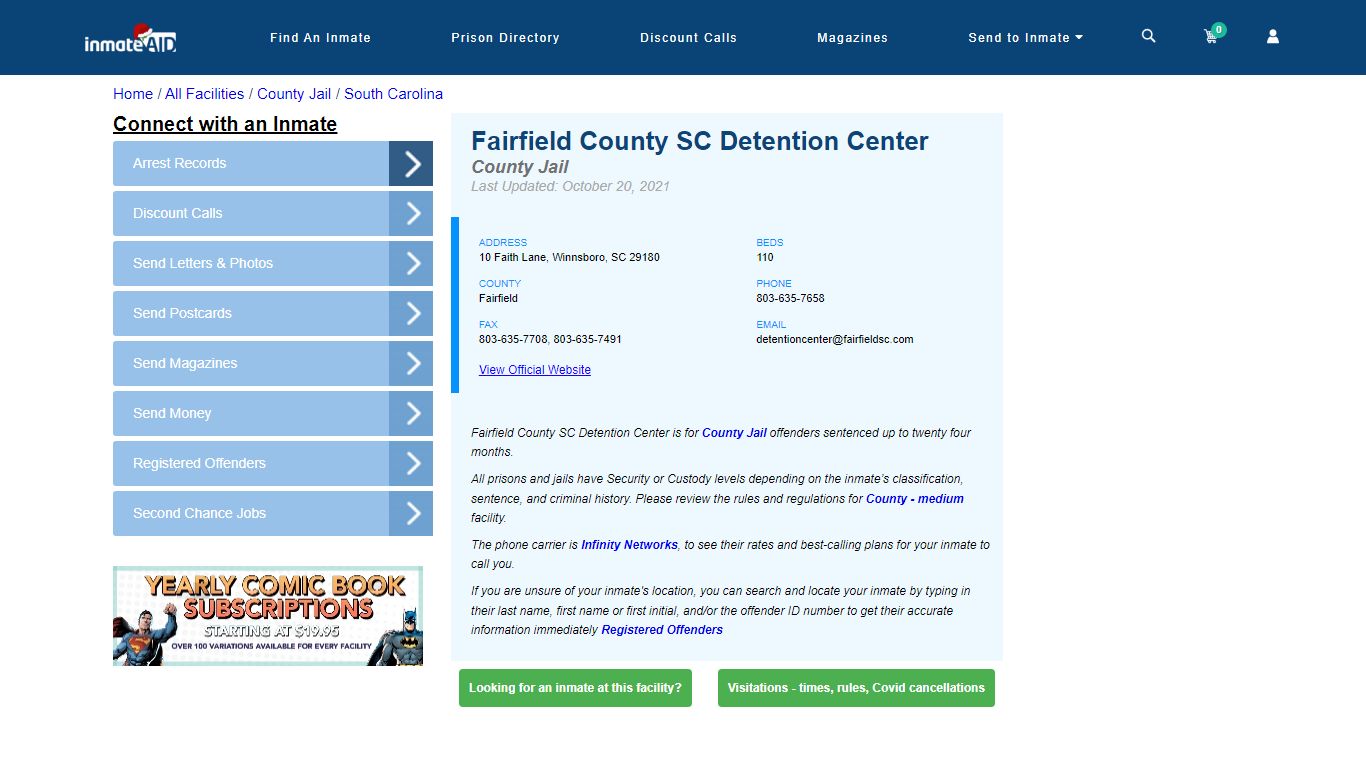 Fairfield County SC Detention Center - Inmate Locator - Winnsboro, SC